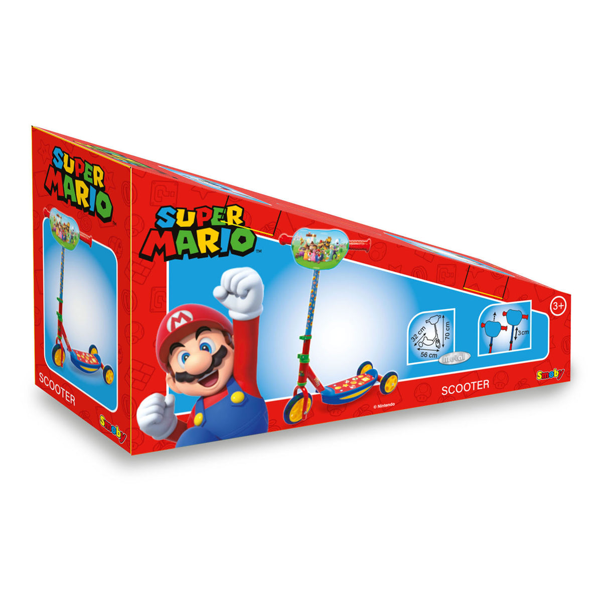 Smoby super mario 3-wheel children's scooter