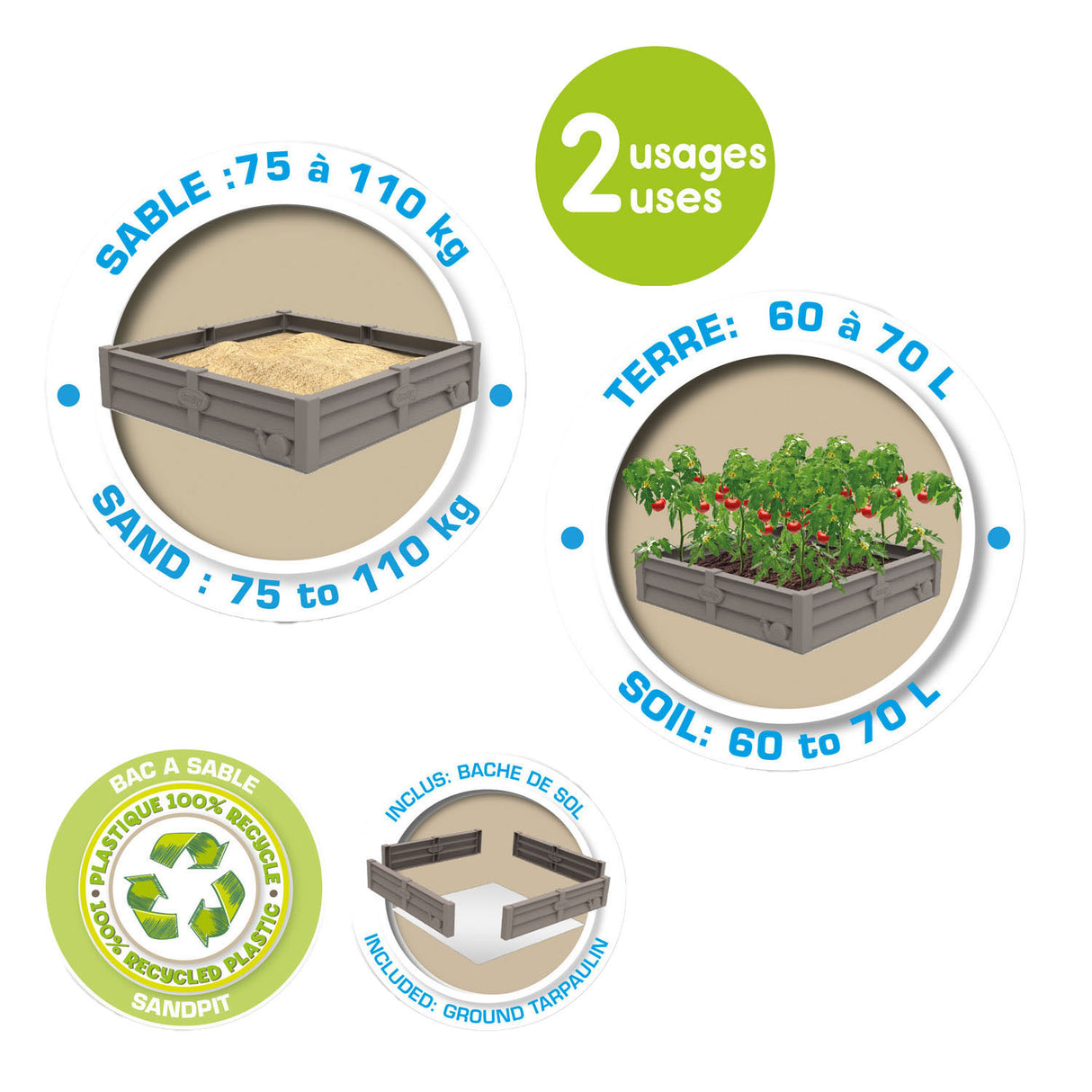 Smoby square playhouse with sandbox