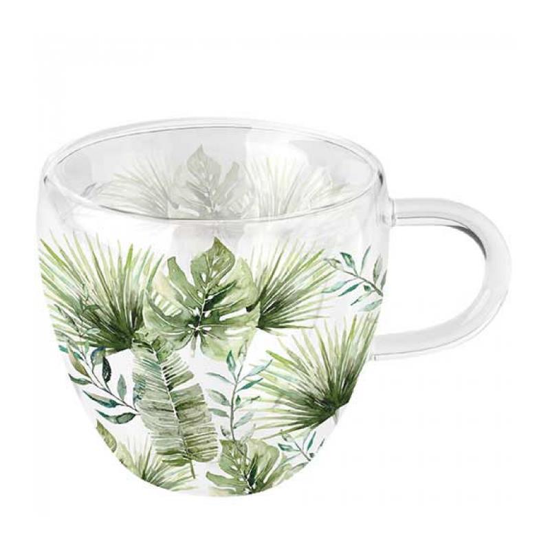 Ambiente double-walled glass jungle leaves