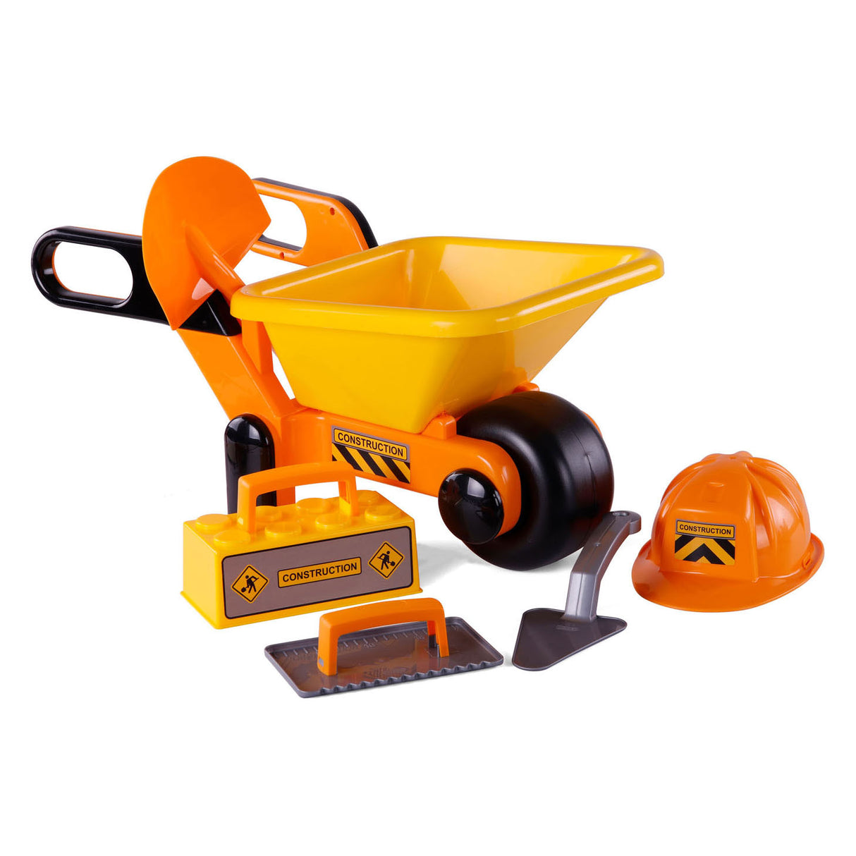 Cavallino wheelbarrow yellow with tools and helmet, 6 pcs.