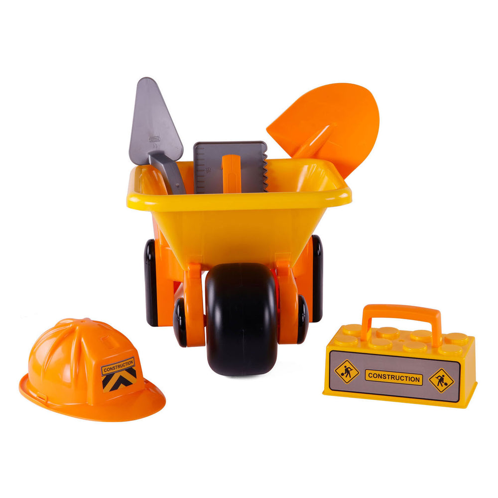 Cavallino wheelbarrow yellow with tools and helmet, 6 pcs.