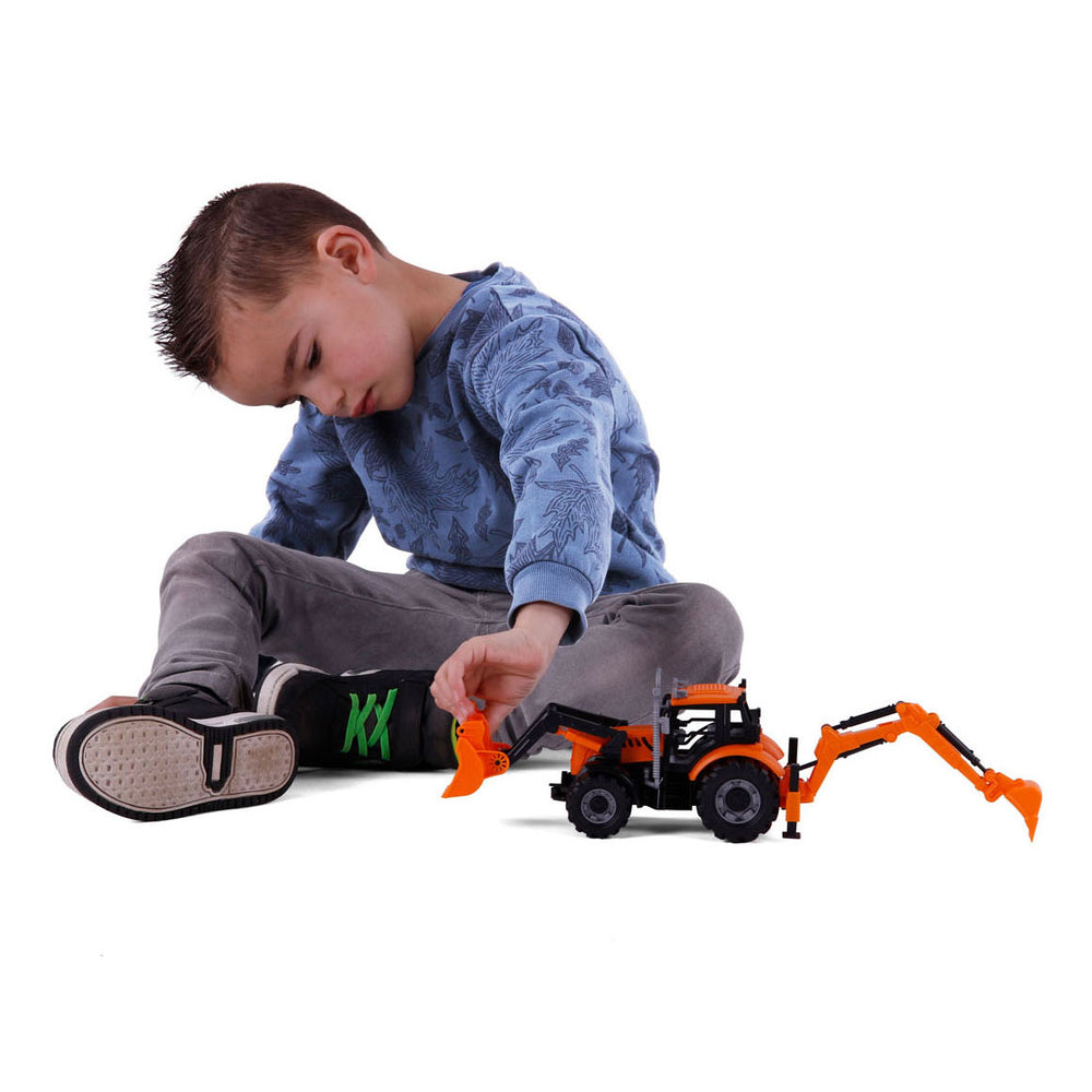 Cavallino tractor with loader and excavator yellow, scale 1:32