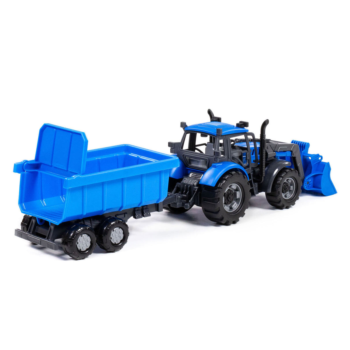 Cavallino Tractor con caricatore e sostenitore che ribalta il camion blu, scala 1:32
