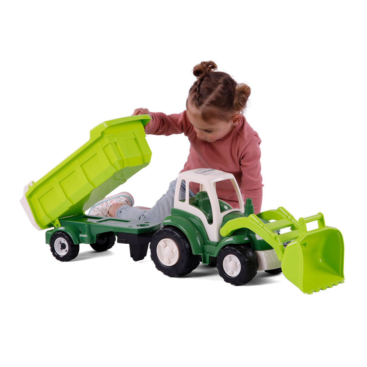 Cavallino xl tractor groen met kiep aanhangwagen, 86,5cm