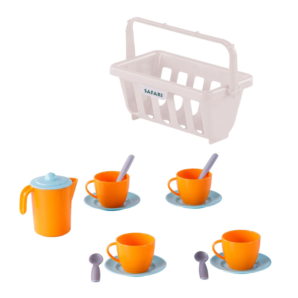 Cavallino tableware in orange basket, 15 pieces.