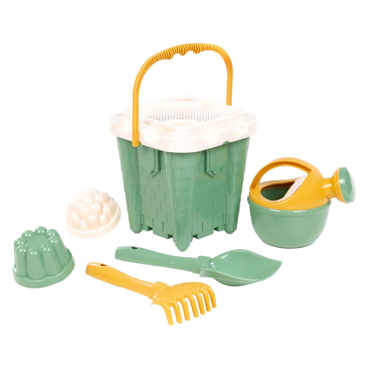 Cavallino castle green bucket set, 7 pieces.