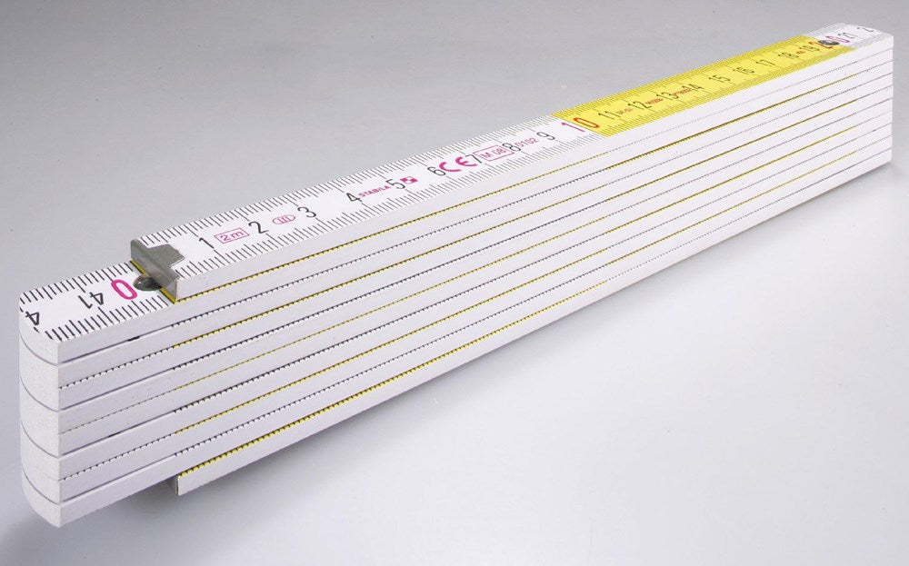 Abi stla duimstok, 417 wit geel hout 2m - 14555