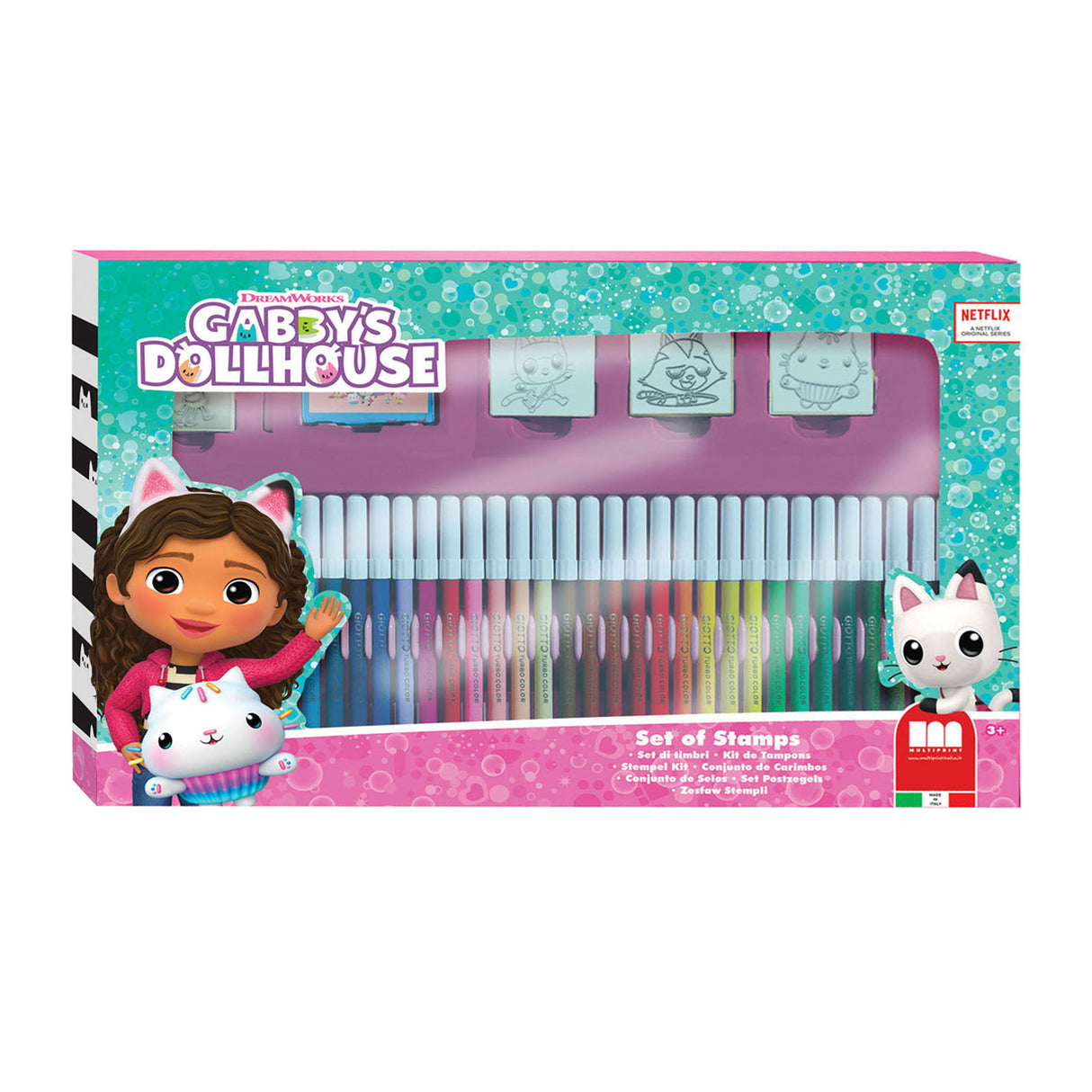 Multiprint gabby's dollhouse coloring set with stamps, 41 pcs.
