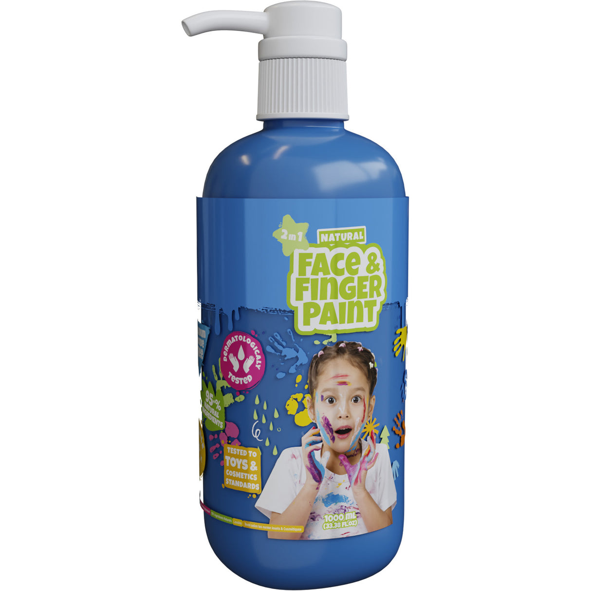 Boti natural face finger paint bottle with pump - blue, 1 l