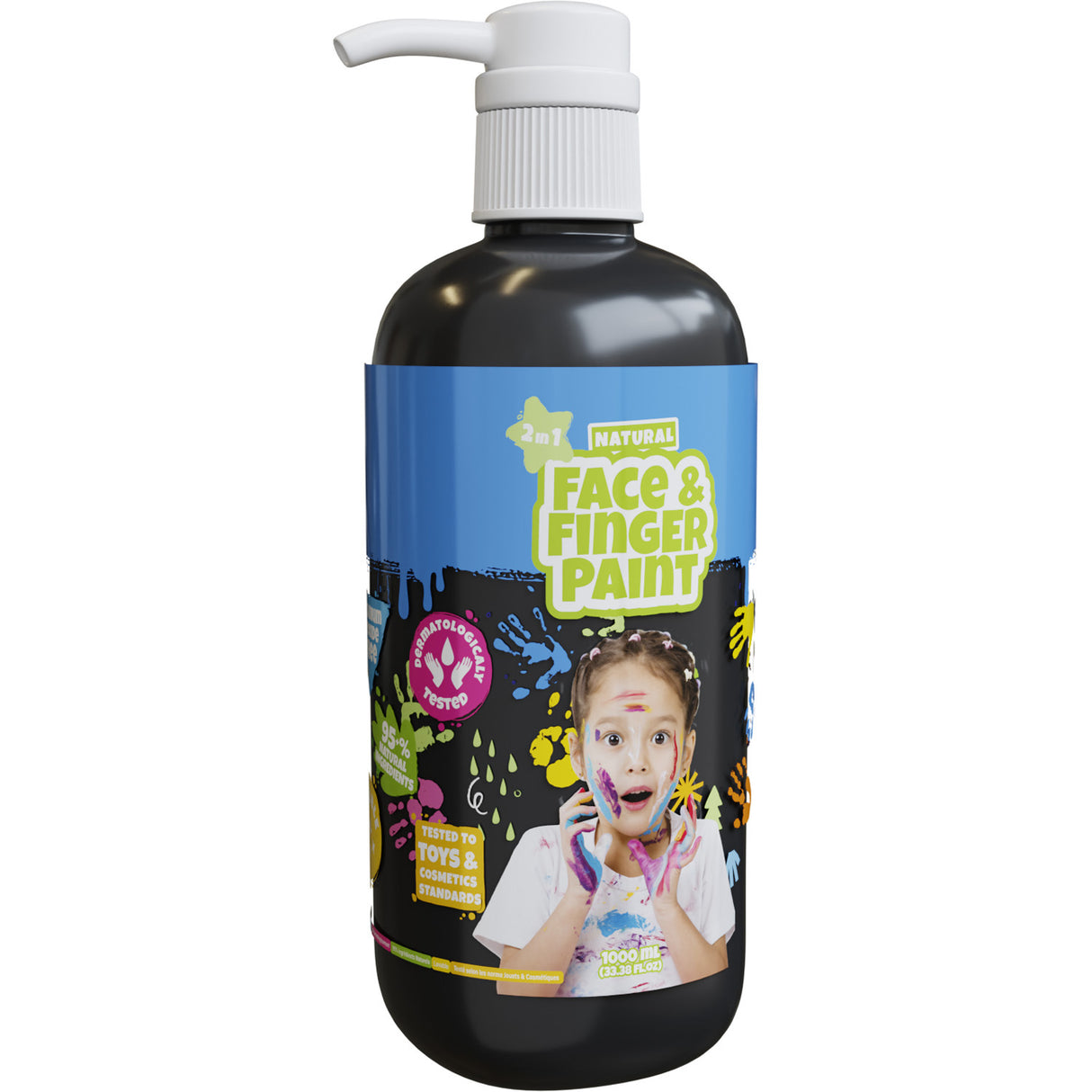 Boti natural face finger paint bottle with pump - black, 1 l