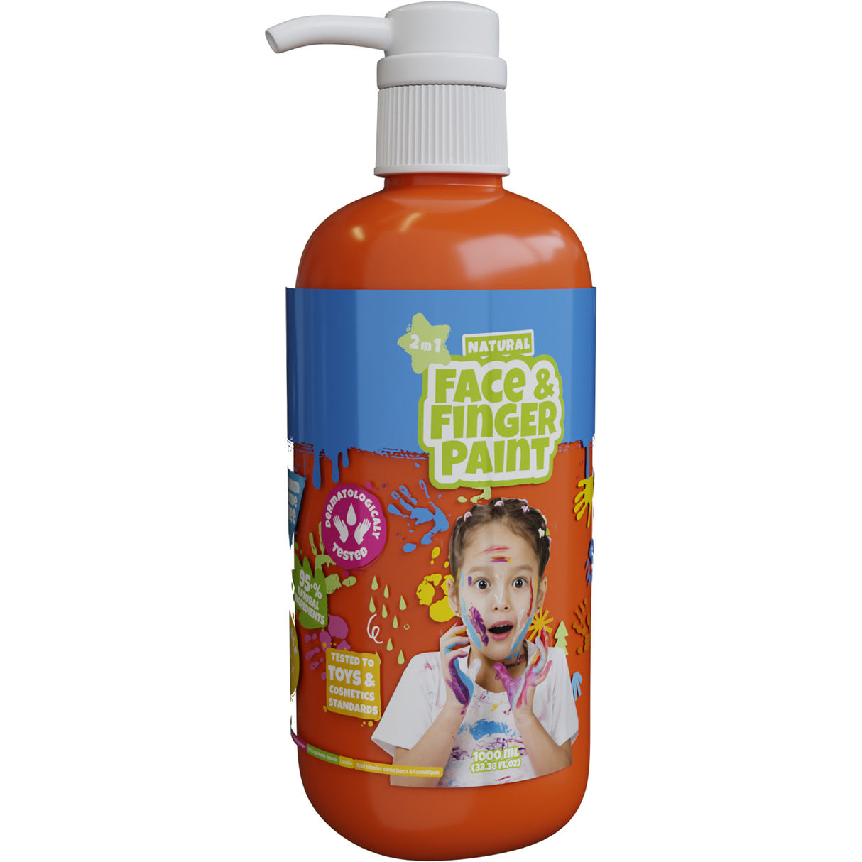 Boti natural face finger paint bottle with pump - orange, 1 l