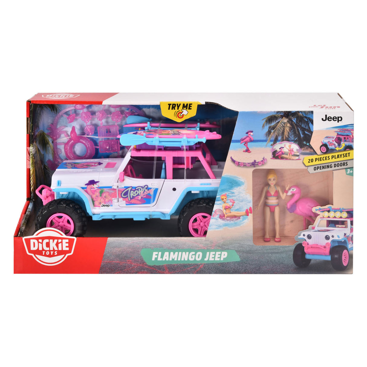 Dickie flamingo jeep le figiúr súgartha