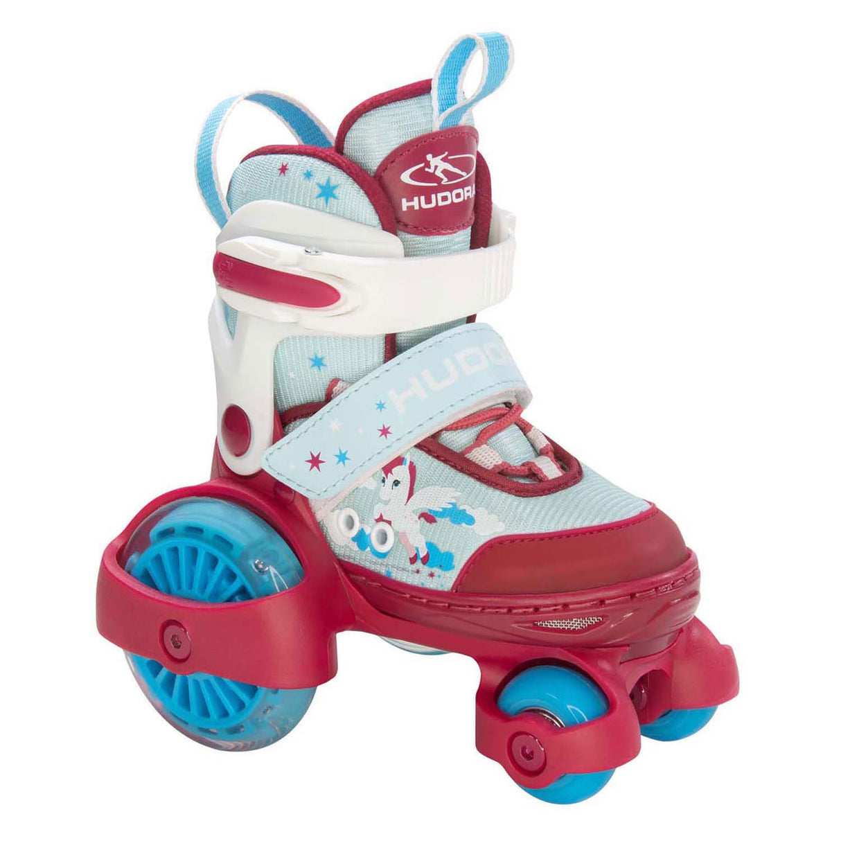 Kolečkové brusle Hudora můj první quad led unicorn, velikost 30-33