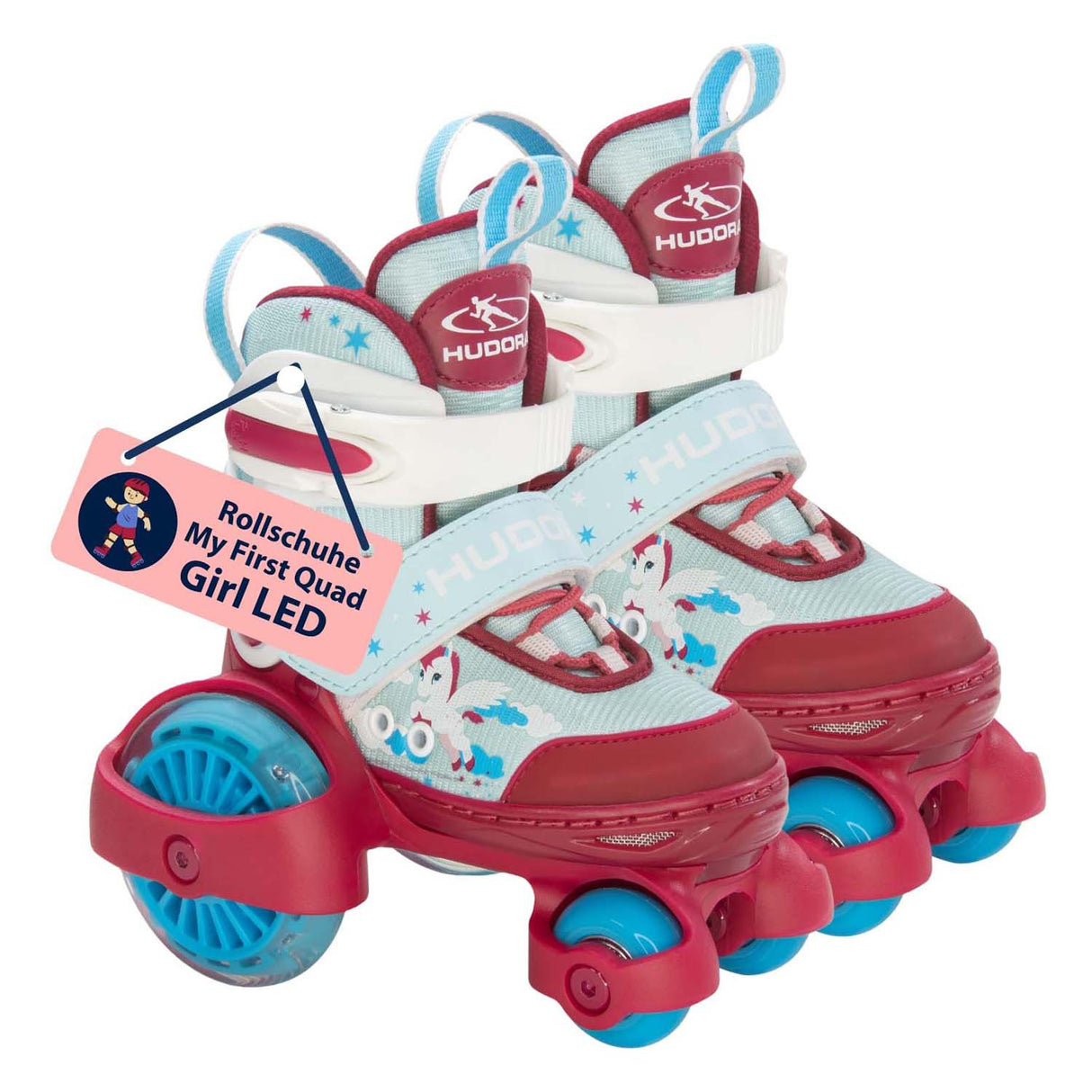 Kolečkové brusle Hudora můj první quad led unicorn, velikost 30-33
