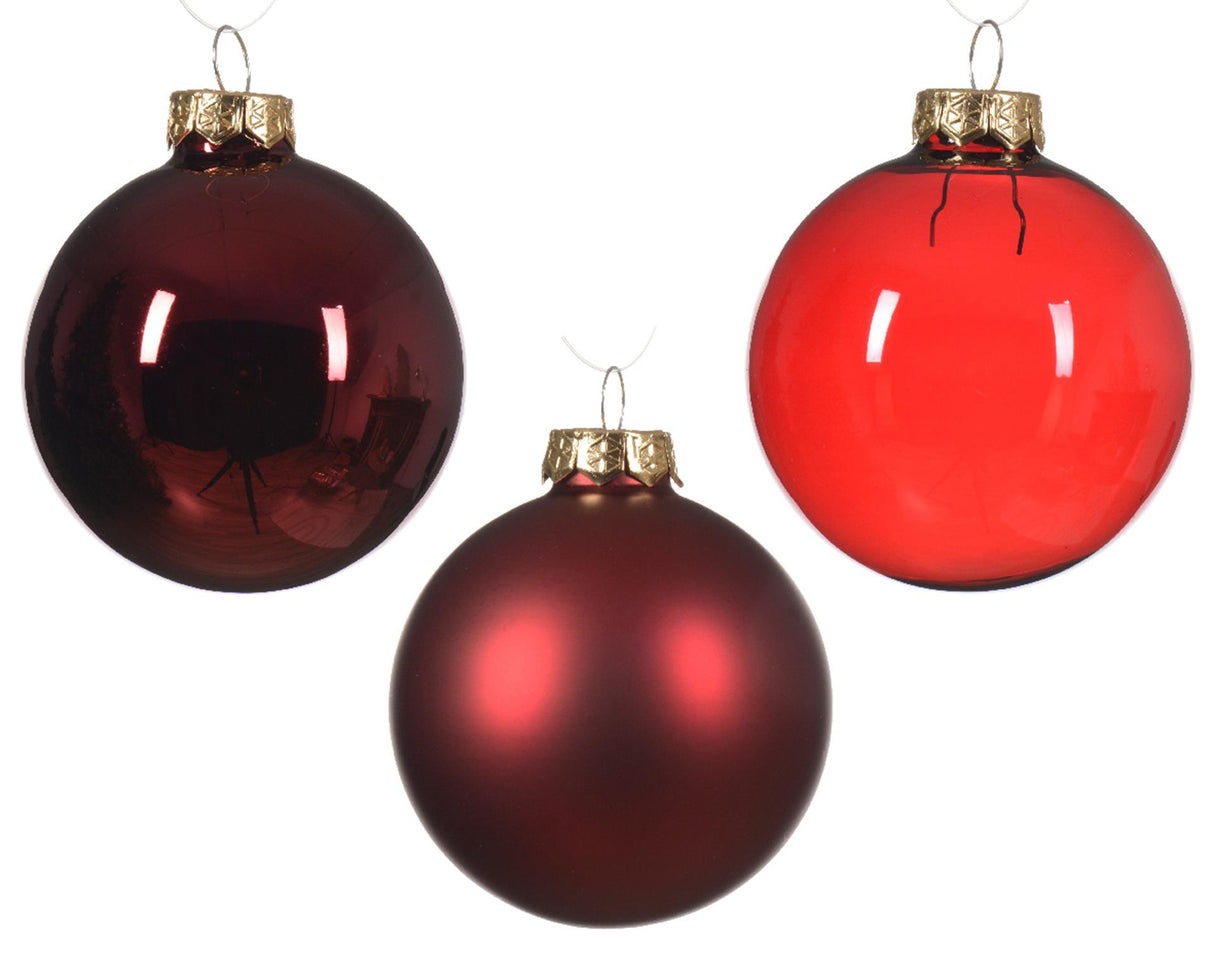 Decoris kerstballenset glas ossenbloed 21-delig