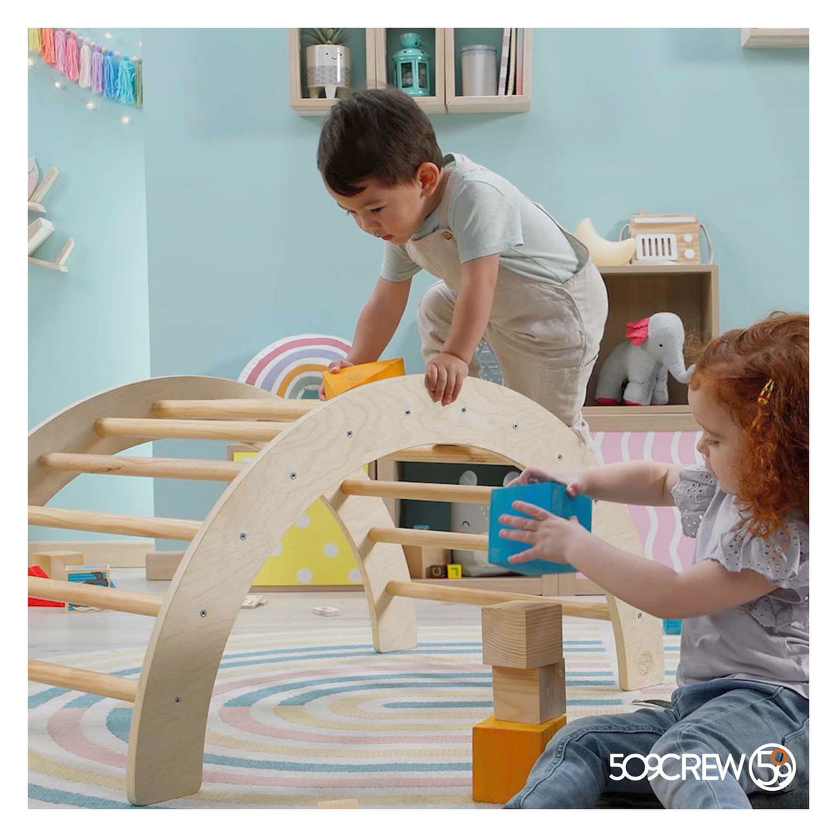 Wooden climbing arch 2-in-1
