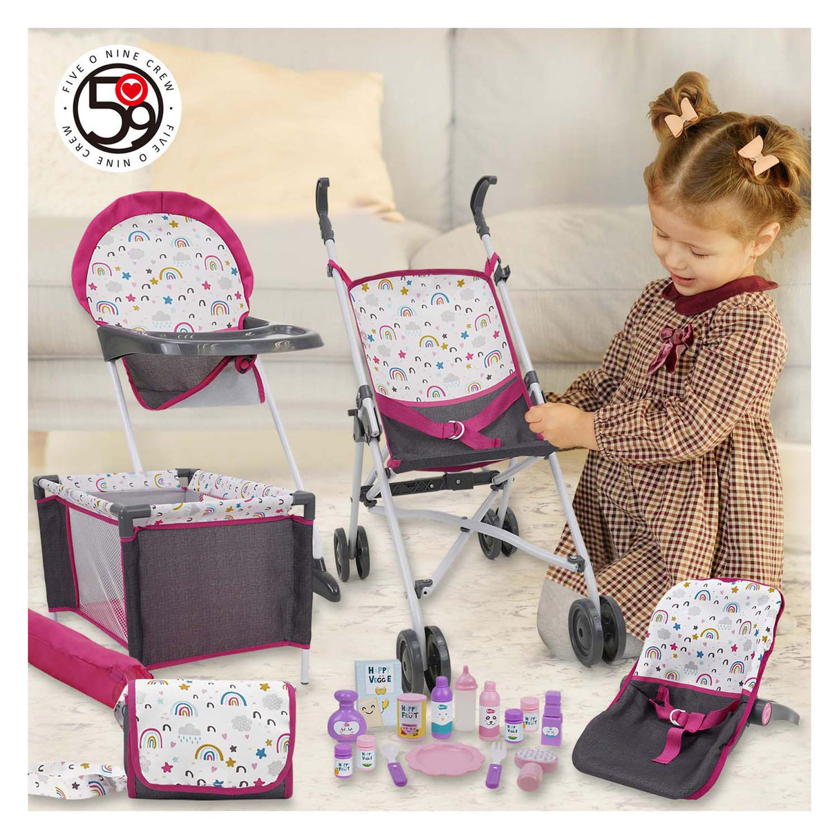 Doll playset rainbow, 21 pcs.