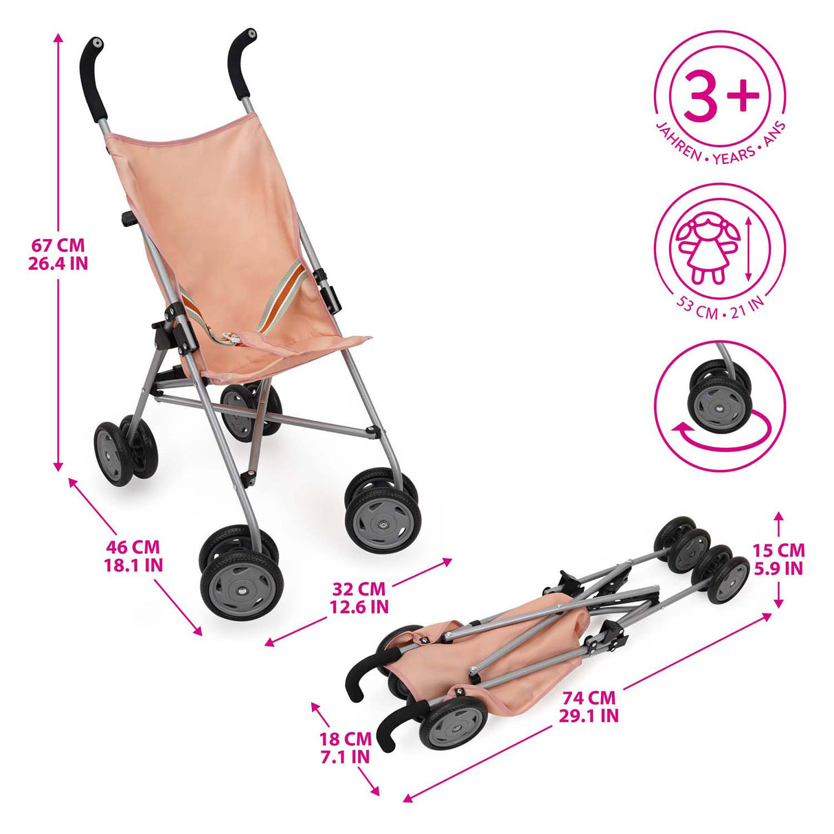 Buggy doll pram foldable