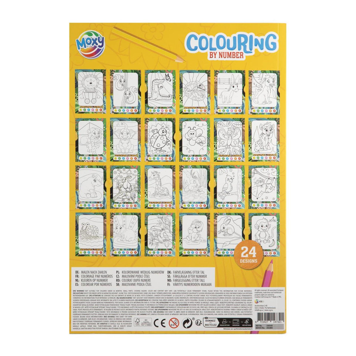 Creative craft group moxy kleuren op nummer a4 + 5 potloodjes