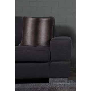 No brand cushion taupe 45x45 rabbit fur look