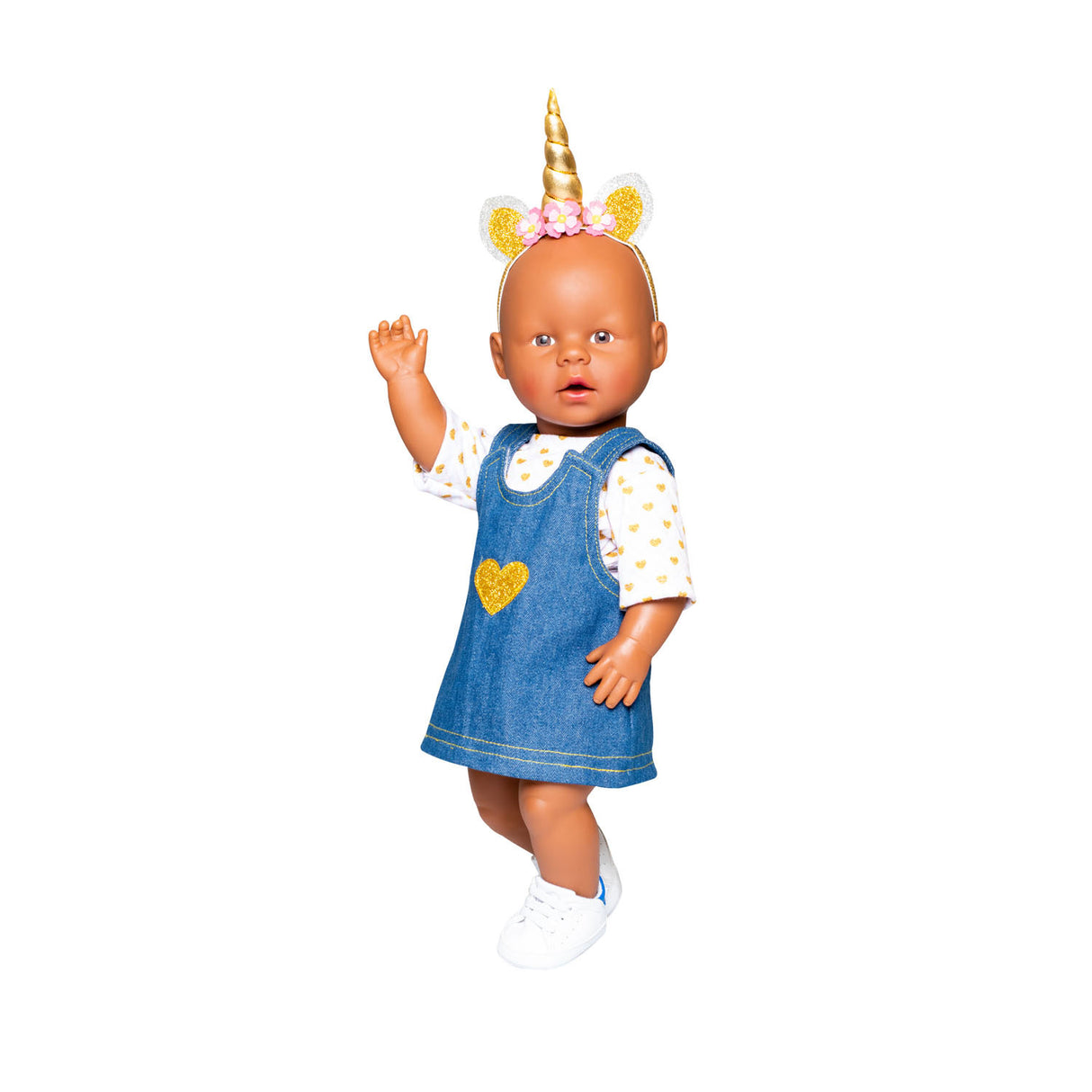 Vestido de muñecas Heless con camiseta dorada, 28-35 cm