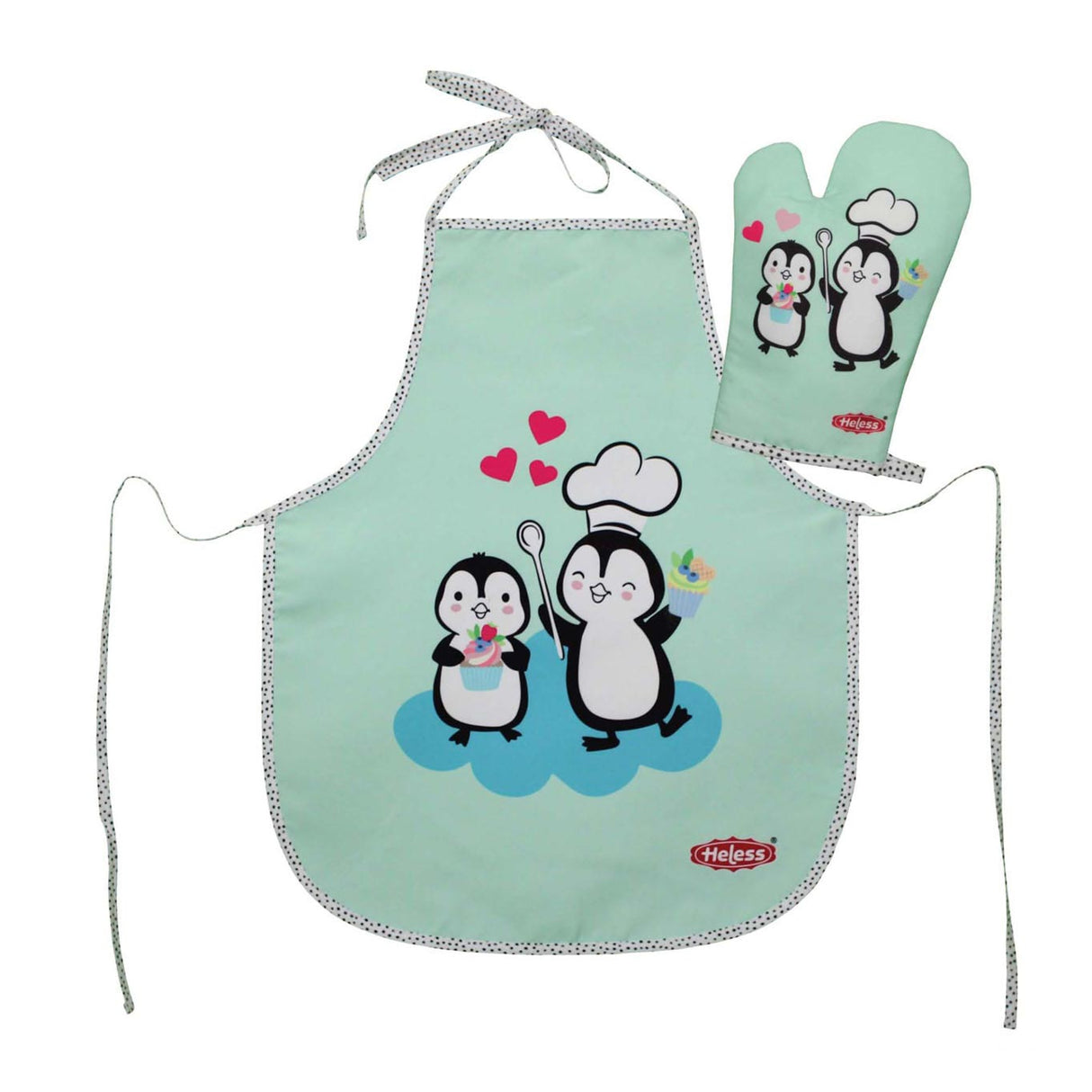 Heless Set Children's Apron and Oven Mitt Penguin