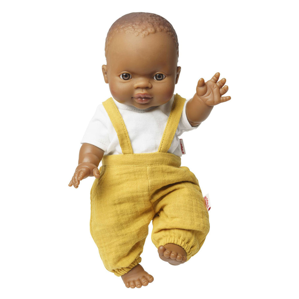 Heless doll dungarees ochre yellow, size 28-35 cm