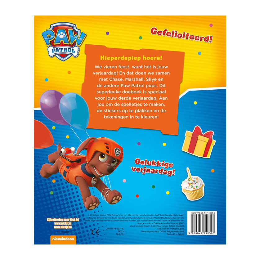 Deltas paw patrol birthday book - hurray, 3 years!