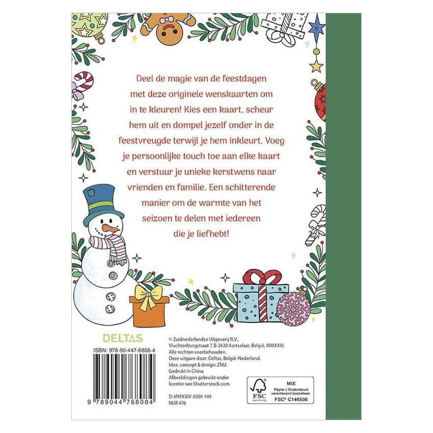 Deltas wenskaarten om in te kleuren - merry christmas