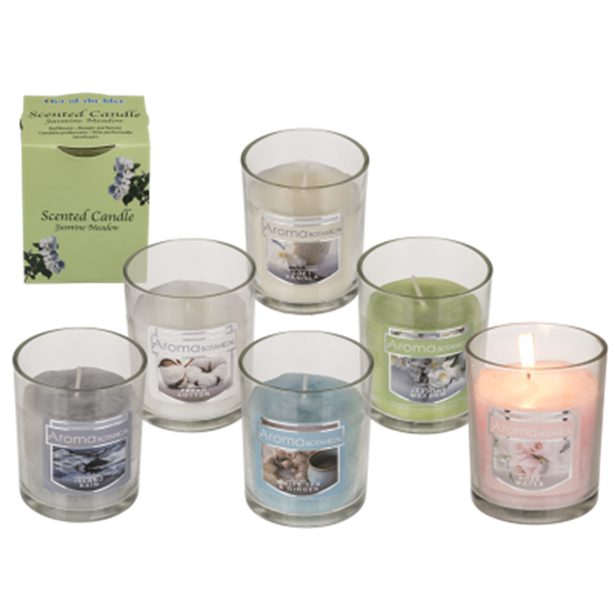 Out of the blue geurkaars in glas ø6x7,5cm