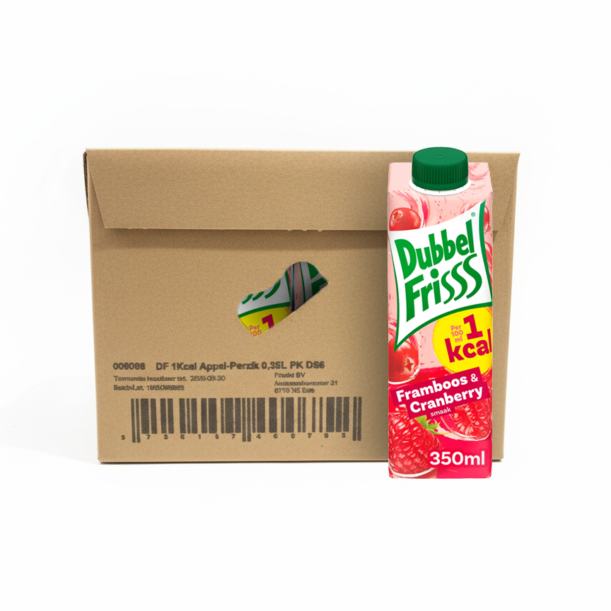 Dubbelfrisss 1kcal hindbær tranebær (8x 350ml)