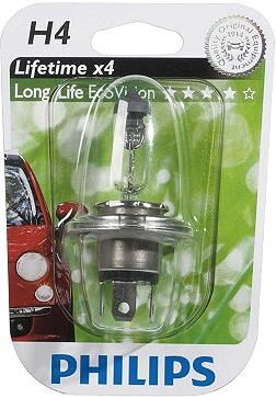 Philips headlamp h4 light bulb longlife 1 blister