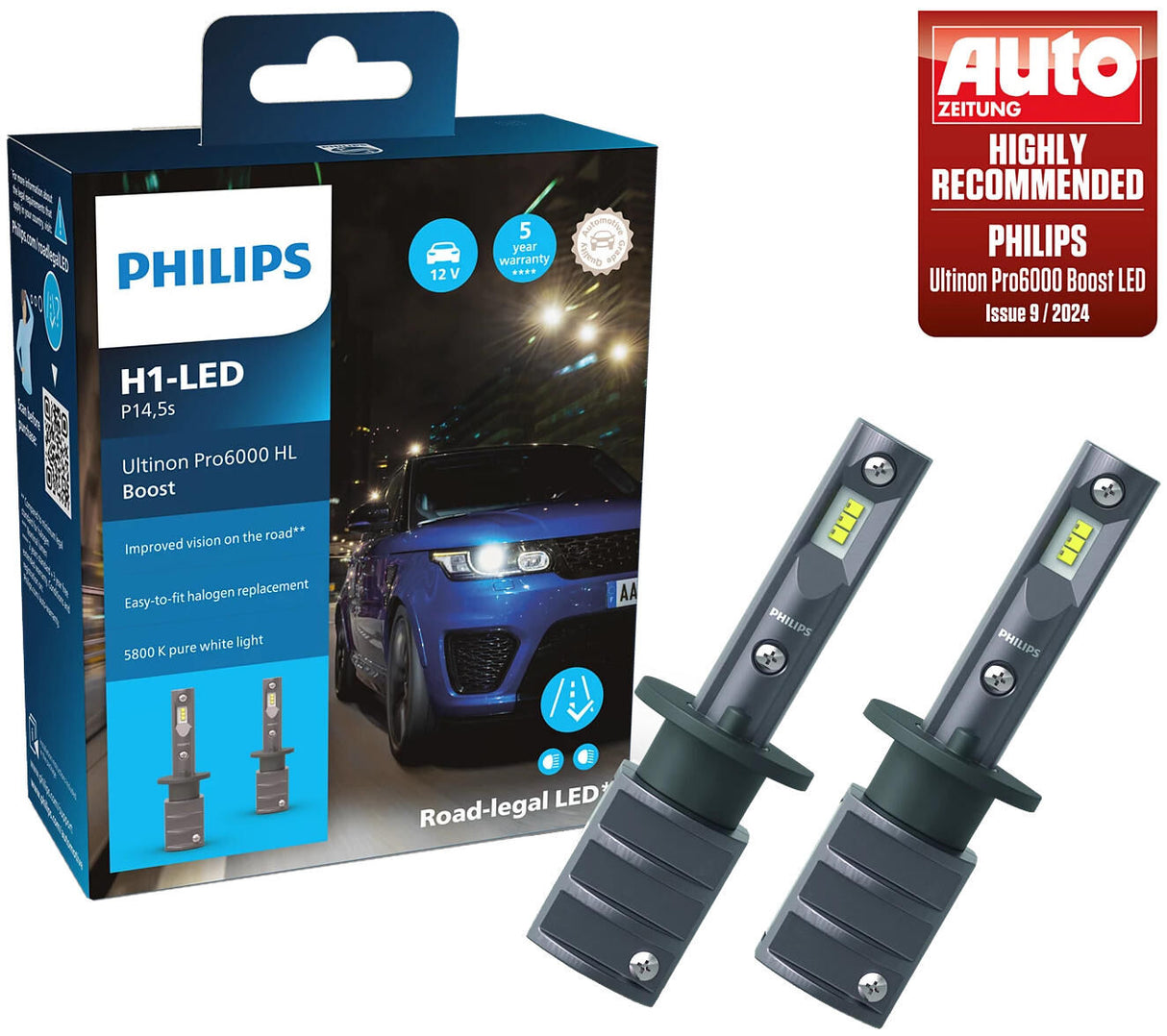 Philips headlamp ultinon pro6000 booster . lamp set 12v h1 led ultinon pro6000
