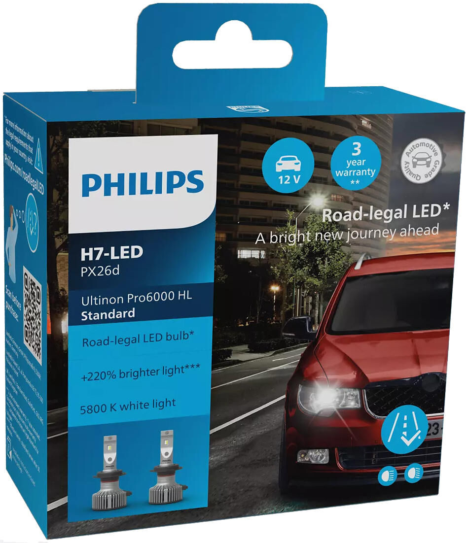 Philips headlamp ultinon pro6000 standard . lamp set 12v h7 led stan ultinon pro6000