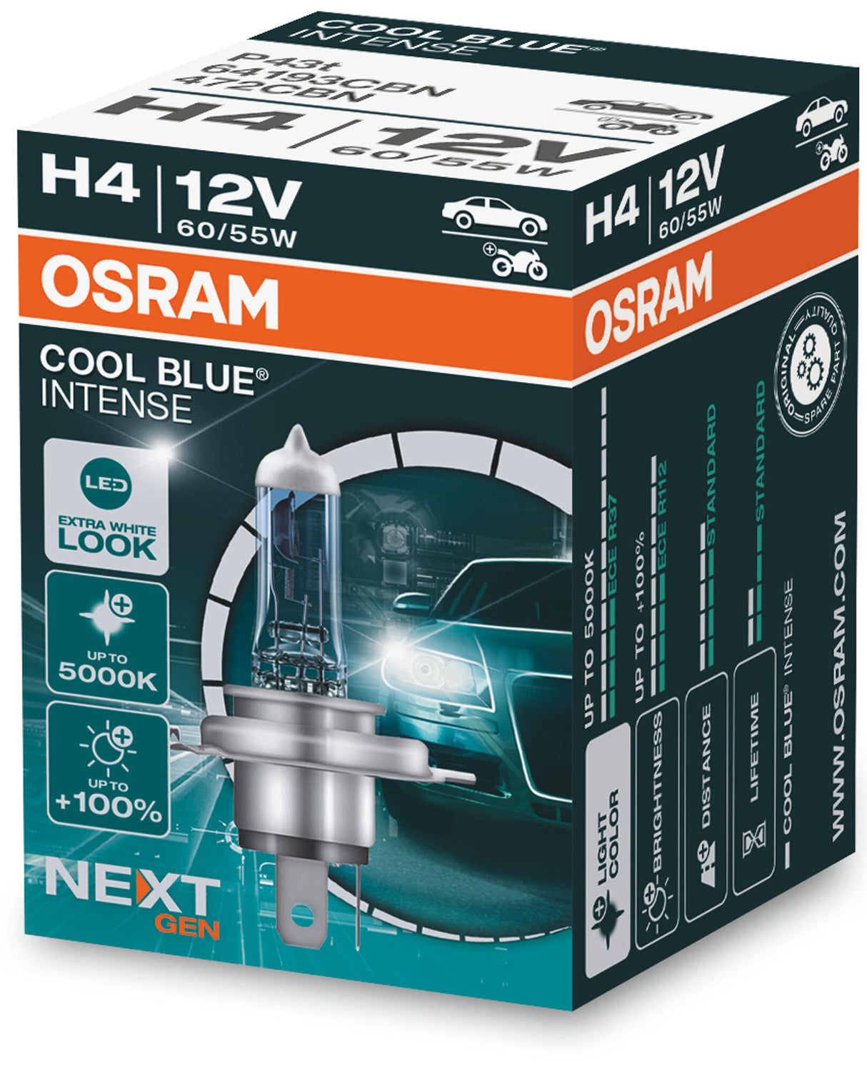 Osram headlamp cool blue intense from lamp h4 60 55 w cool blue intense