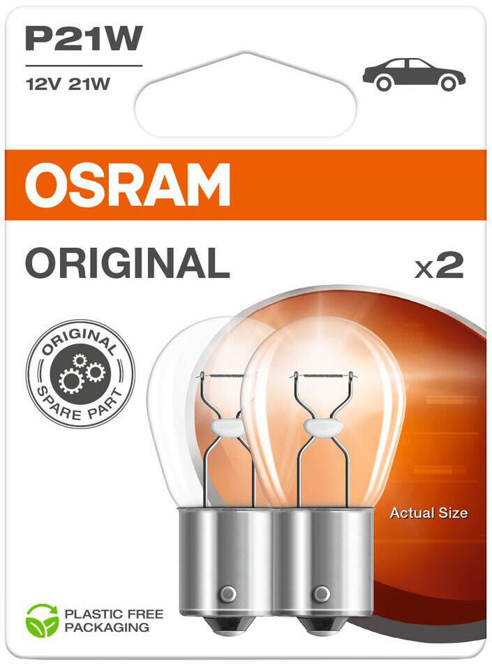 Osram ball lamp bl.brakel.12v 21w 2pcs.sb base ba 15s