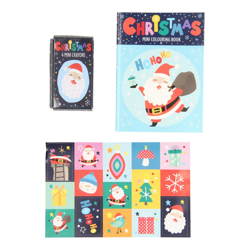 Treat Set: Book para colorear, Hoja de calcomanías de crayones de cera - Navidad