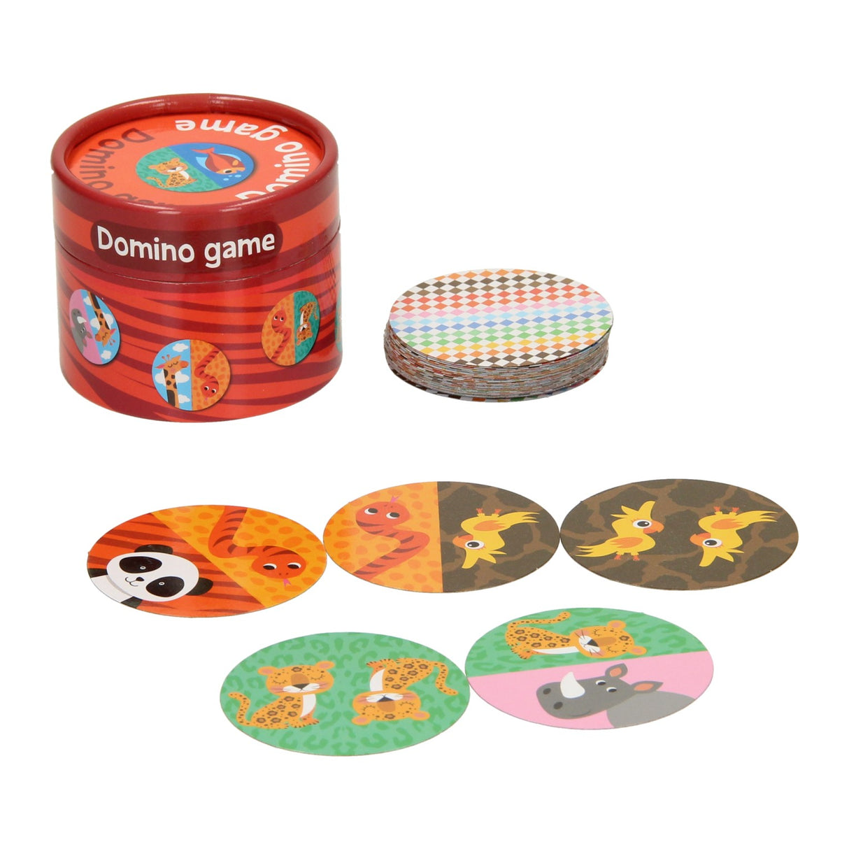 Wins Holland domino animals in a round storage box