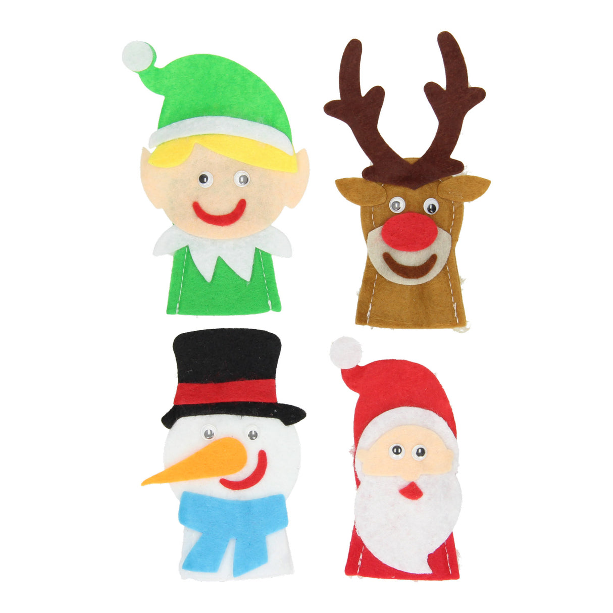 Haz tus propios títeres de dedo de fieltro navideños, 4 piezas.