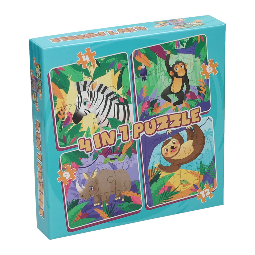 Wins holland jigsaw puzzle 4in1 - wild animals, 12 pcs.