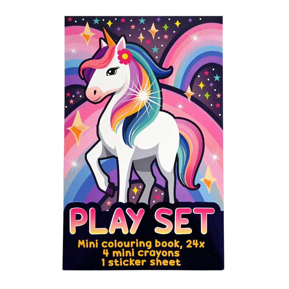 Wins holland traktatiesetje - kleurboekje, waskrijtjes en stickervel - eenhoorn