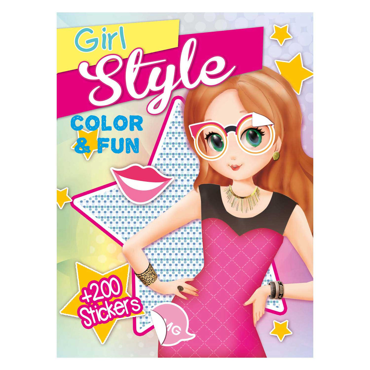 Book specials Netherlands BV color fun girls coloring book with 200 stickers