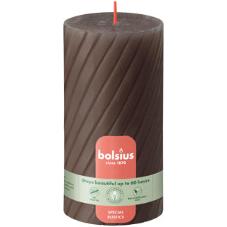 Bolsius rustic twist pillar candle 130 68 rustic taupe