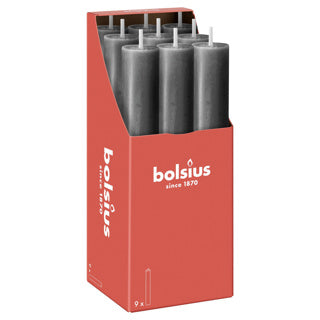 Bolsius rustiek tafelkaars xl stormy grey | 9 stuks