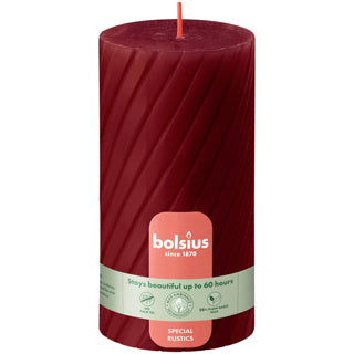 Bolsius rustic twist pillar candle 130 68 red