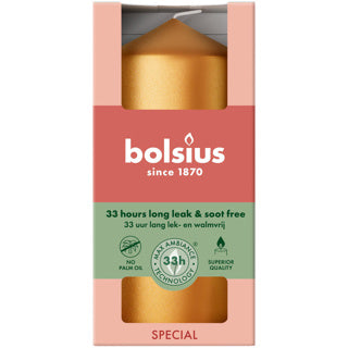 Bolsius pillar candle 120 58 metallic golden orange | 6 pieces