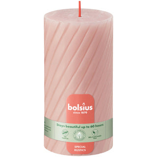 Bolsius rustic twist pillar candle 130 68 misty pink