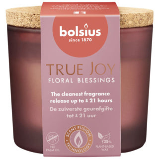 Bolsius scented glass with cork 66 83 true joy floral blessings