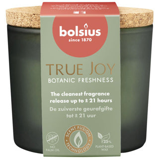 Bolsius scented glass with cork 66 83 true joy botanic freshness