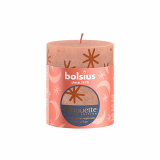 Bolsius pillar candle rustic 8 x 6.8 cm creamy caramel with print | 4 pieces